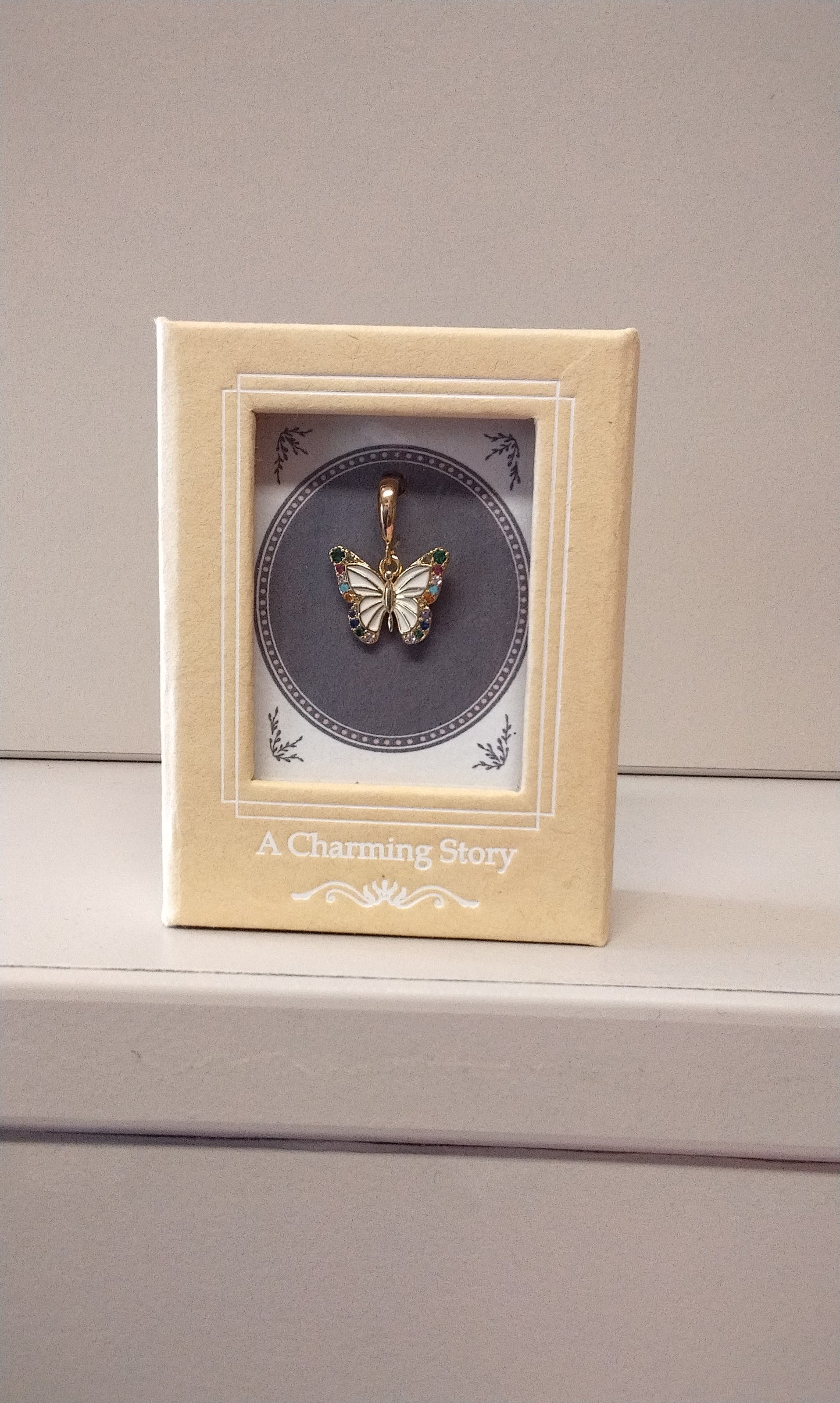 Butterfly Bracelet Charm with colour Crystal edge