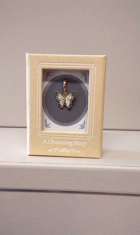 Butterfly Bracelet Charm with colour Crystal edge