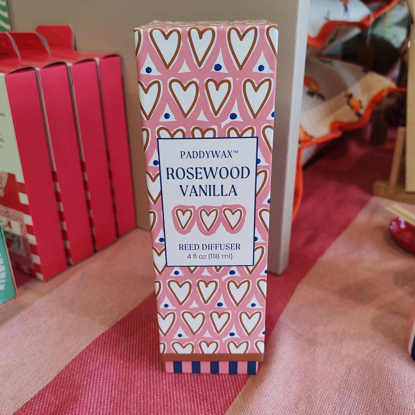 Paddy Wax Rosewood Vanilla Reed Diffuser 4 fl oz Pink Navy