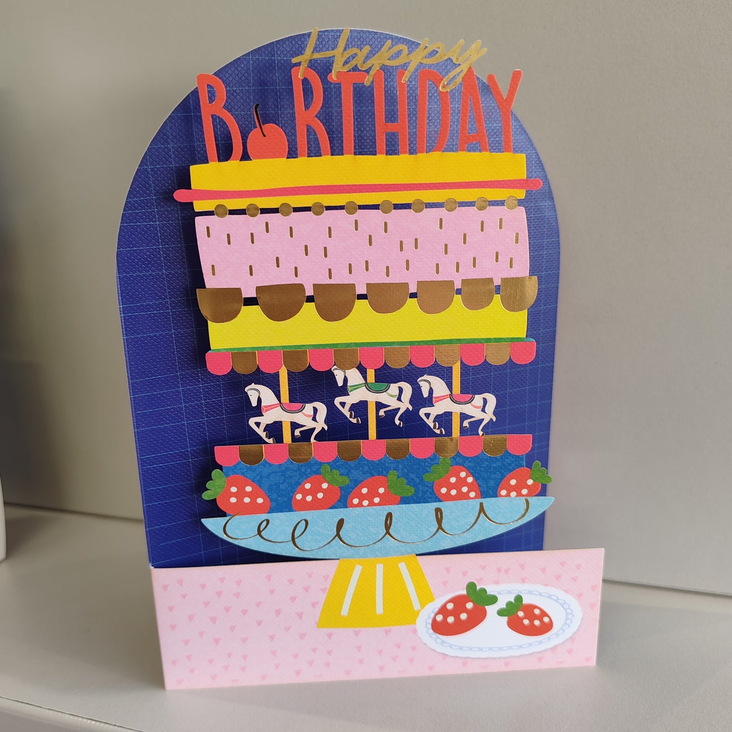 Happy Birthday cut out birthday cake greeting card