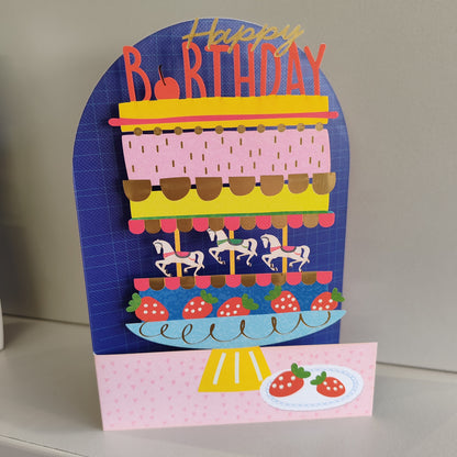 Happy Birthday cut out birthday cake greeting card