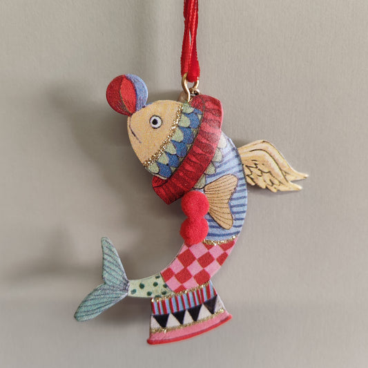 Gold Glitter Circus Fish/Bear/Lion Tin Decoration Assorted