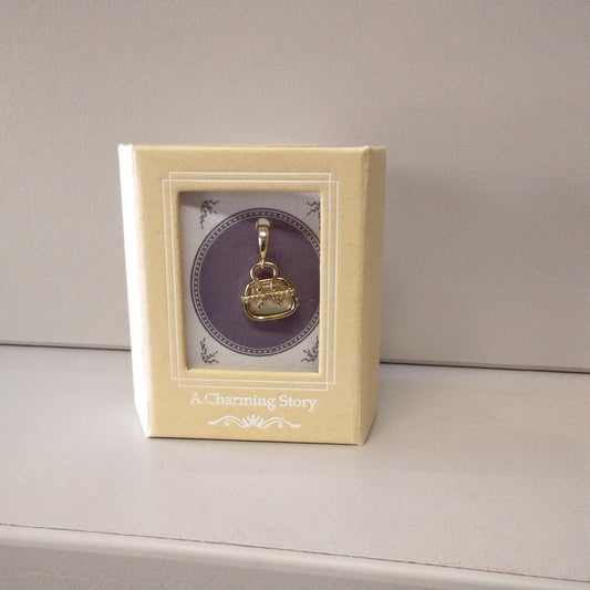 14k gold plated pearl handbag bracelet / necklace charm