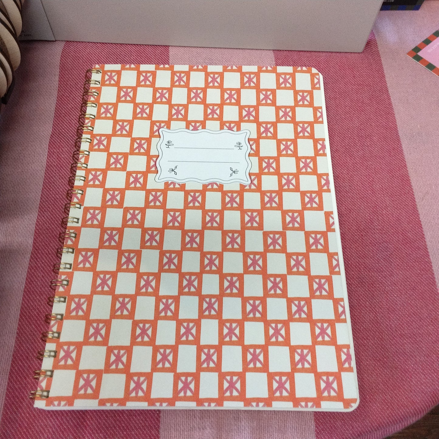 Tulip A4 twin wire notebook orange check