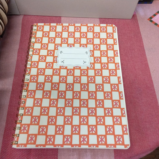 Tulip A4 twin wire notebook orange check