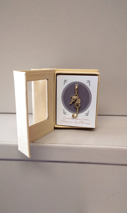 Seahorse Charm with blue gems