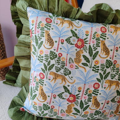 Leopard floral print cushion
