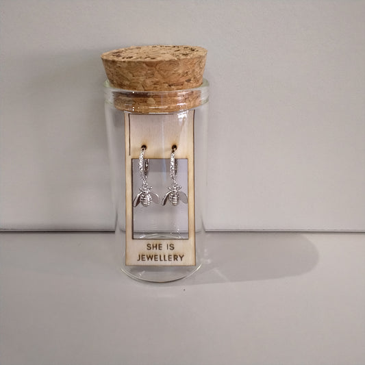Bee Present Huggies in Sterling Silver