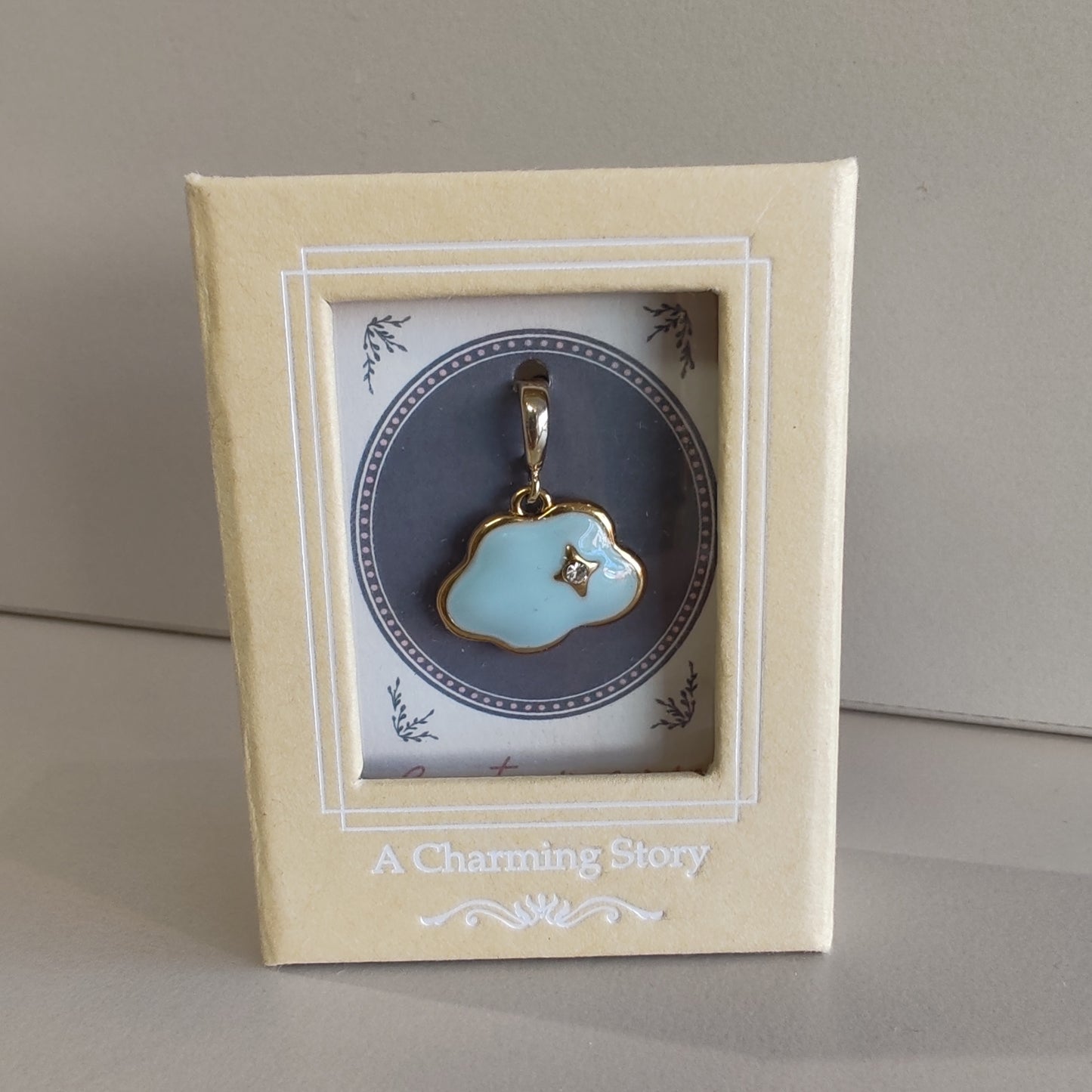 14k plated Enamel cloud clip on charm