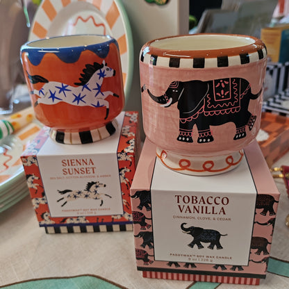 Adopo elephant ceramic scented candle. Scent Tobacco and Vanilla