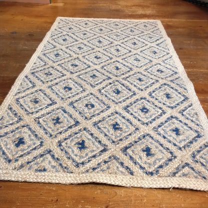 Denim Mosaic Jute Rug - rectangle 2’3 x 4’ (69cm x 122cm)