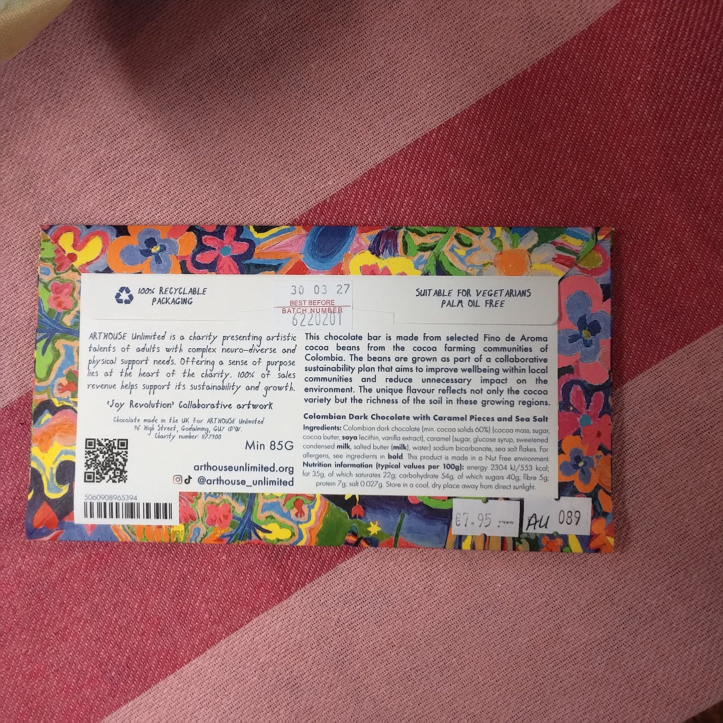 Joy Revolution Dark Chocolate Bar with Caramel Pieces & Seasalt