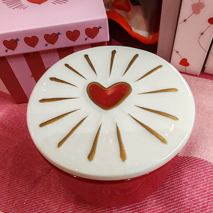 Ceramic and glass heart candle.