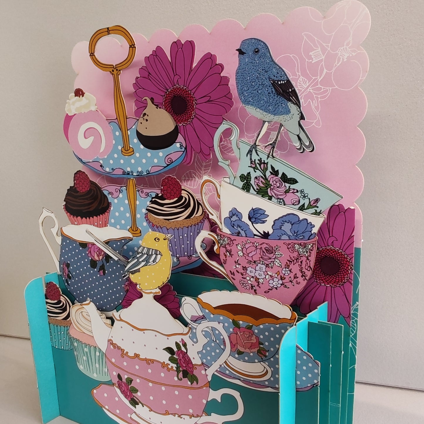 Miniature world Greeting card. Pop up 3d Cake Theme