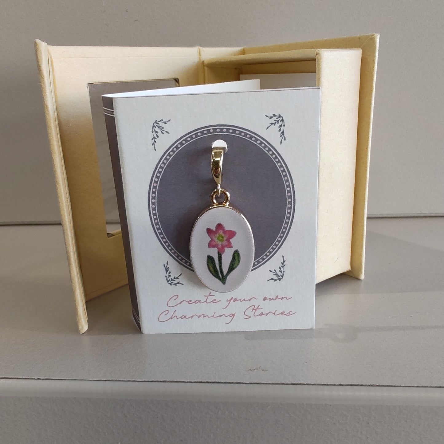 14k gold plated Pink Daffodil clip on charm