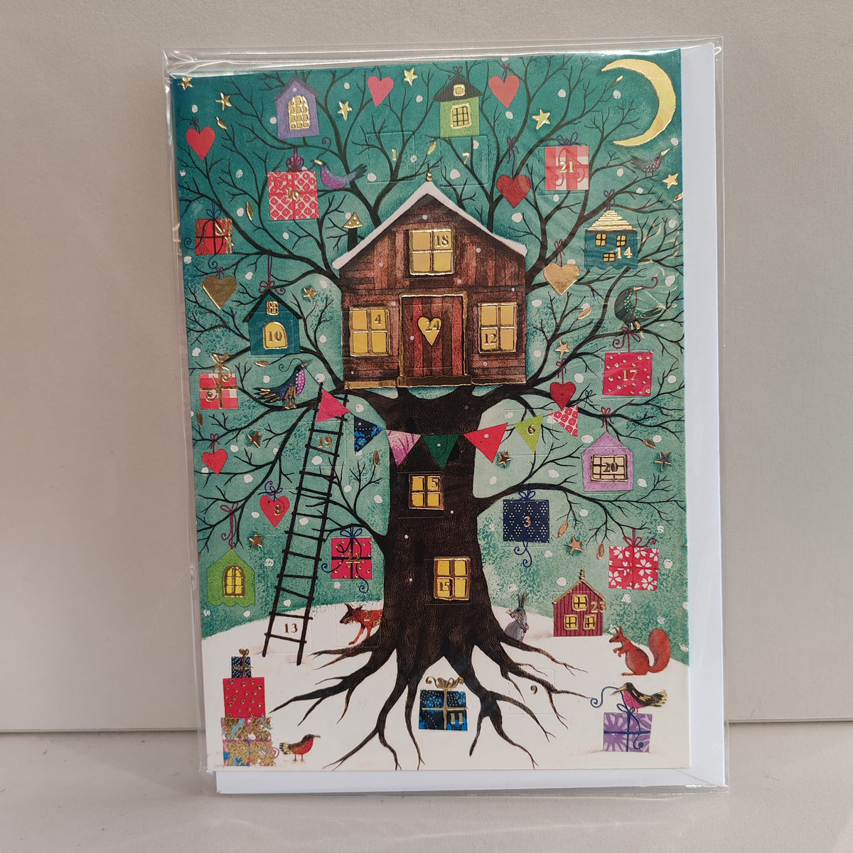 Tree house advent calendar Greeting card.