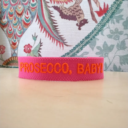 PROSECCO BABY! statement bracelet, woven, embroidered