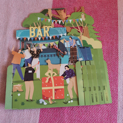 Miniature world 3d pop up Greeting card "Bar theme"