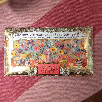 Floral Bright Dark Chocolate Orange & Popping Candy Bar