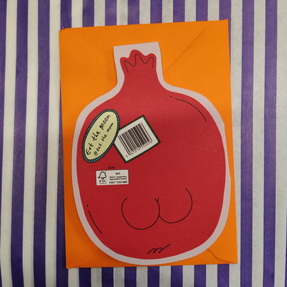Hey pomegranate cut out greeting card