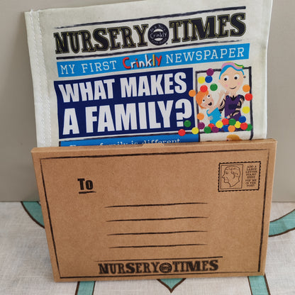 Crinkly sensory first cloth book - what makes a family