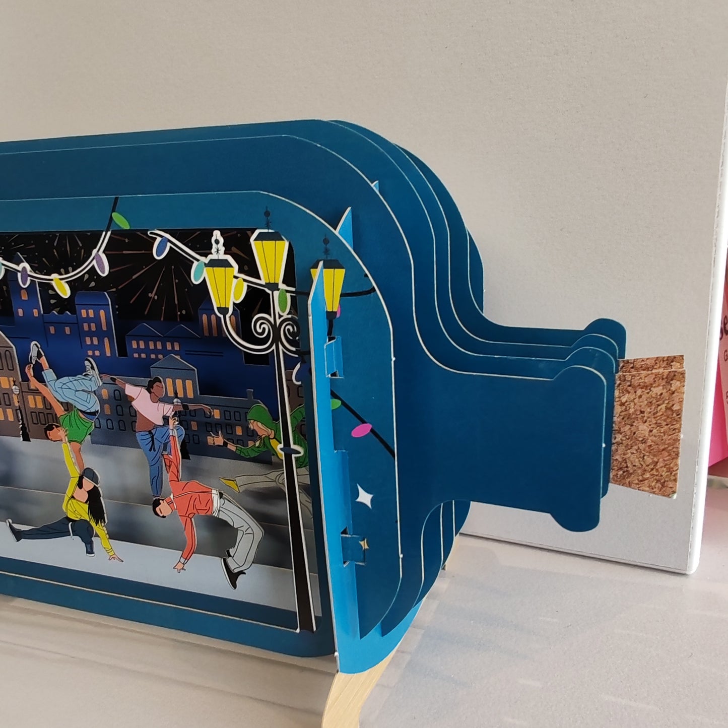 Message in a bottle greeting card. Street dancers
