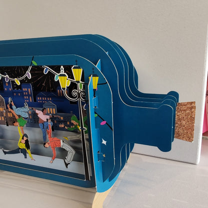 Message in a bottle greeting card. Street dancers