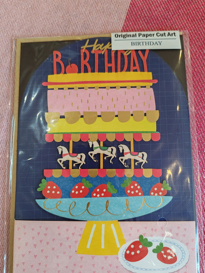Happy Birthday cut out birthday cake greeting card