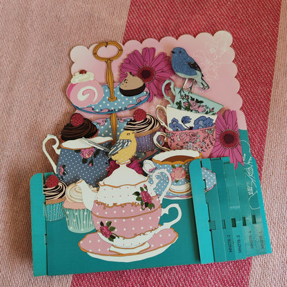 Miniature world Greeting card. Pop up 3d Cake Theme
