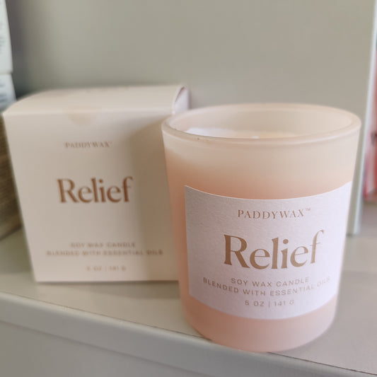 Wellness essential oils scented candle. 7oz. Relief