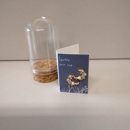 Crystal moon with pearl earrings