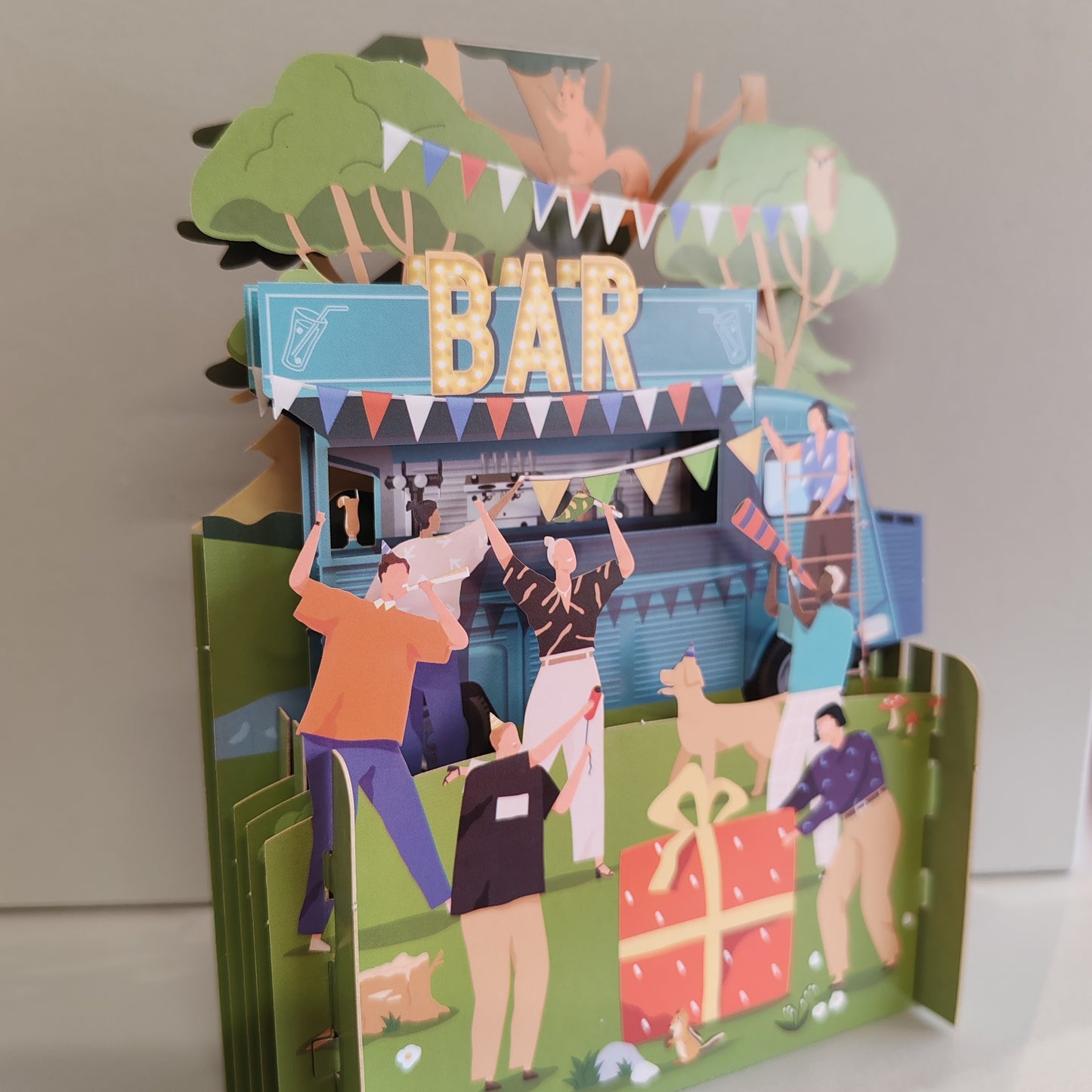 Miniature world 3d pop up Greeting card "Bar theme"