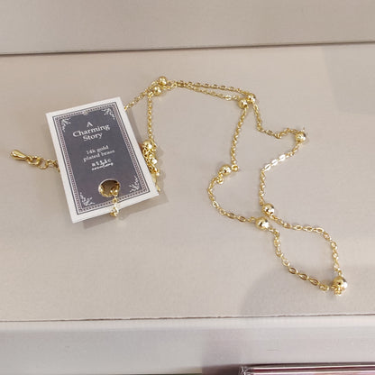 14k gold plated beads chain necklace