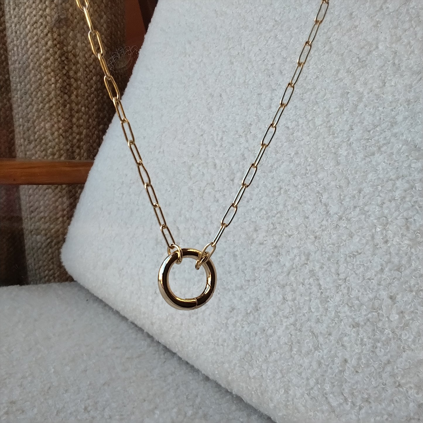 Paper Clip Chain with Circle Ring Necklace