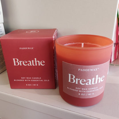 Wellness essential oils scented candle in glass jar. 7oz. Breathe